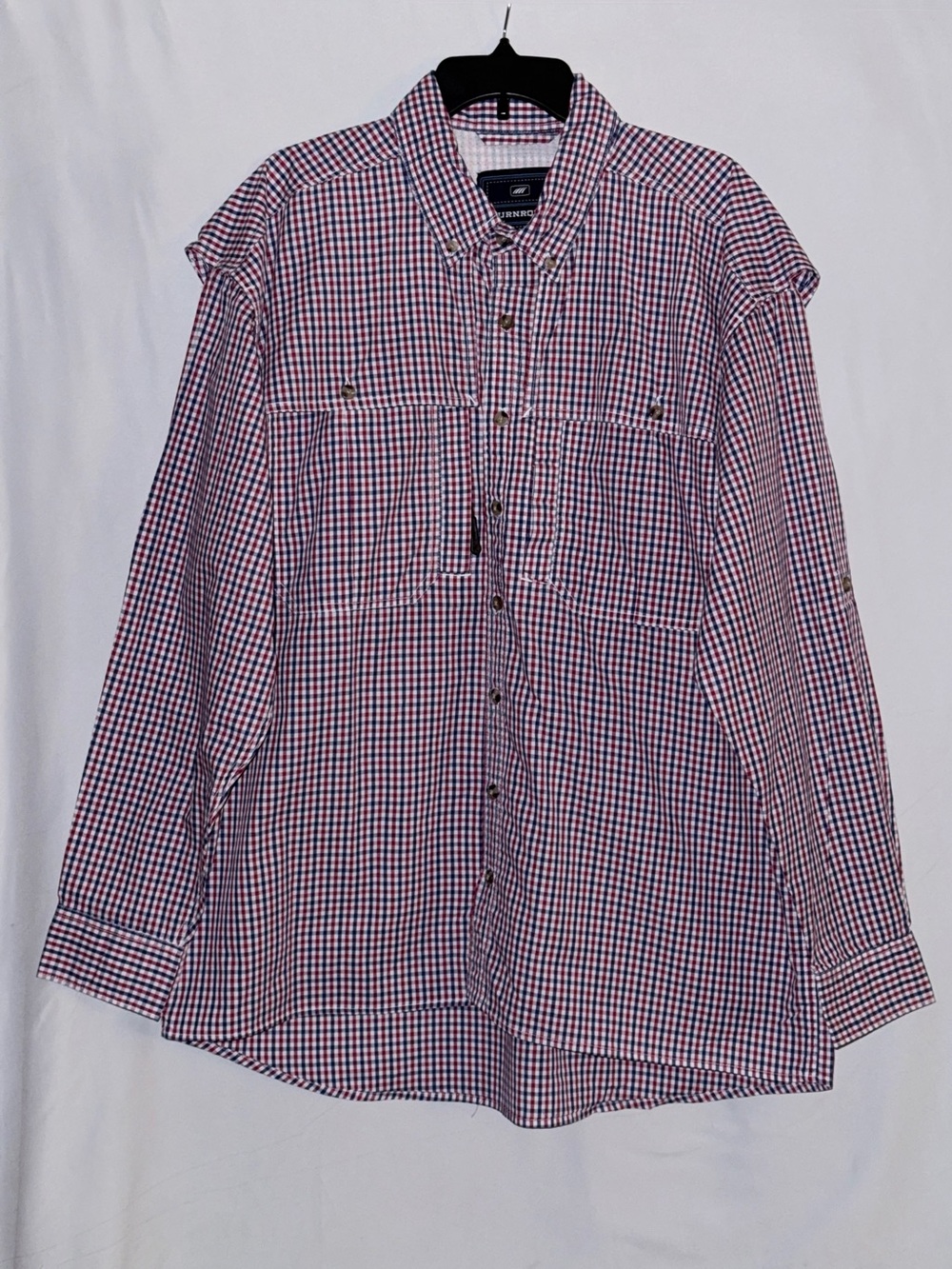 NWT TURNROWS Red, White, and Blue Checkered Ventilated Work Shirt Size XL